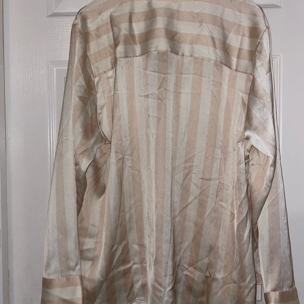 a new day Cream & Beige Striped Satin Button-Down Shirt NWOT - Picture 5 of 5